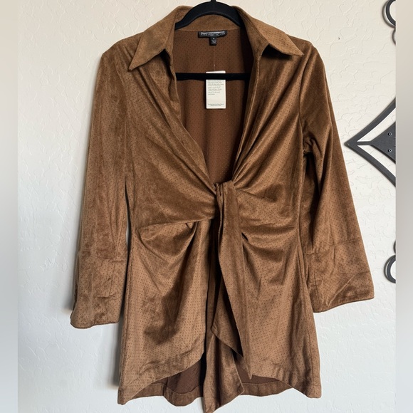 Mishca Jackets & Blazers - MISHCA Vtg Perforated Ultrasuede Tie-Front Jacket - NEW w/ Tags - Medium